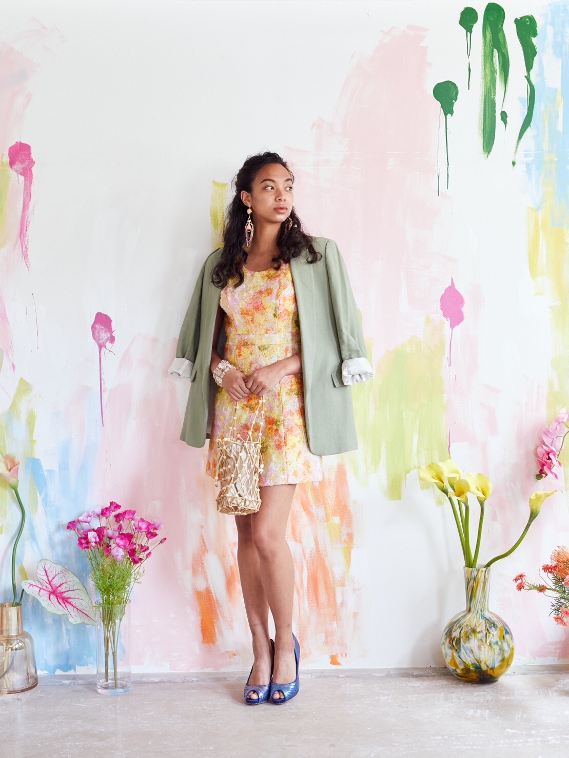 【ゲストドレス】暖色ミックスカラー　ジャガード　L  free people