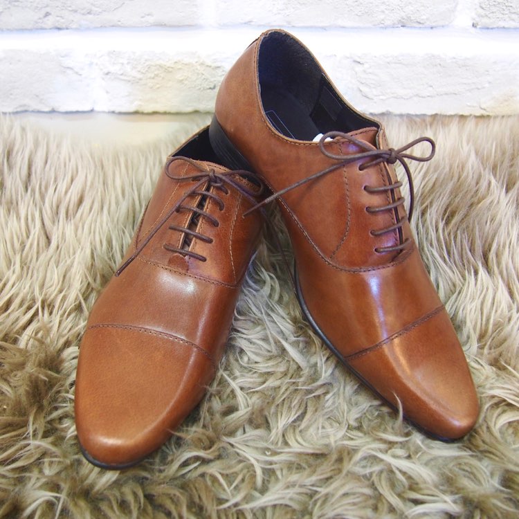 TAN Oxford shoes leather with toe cap /UK6