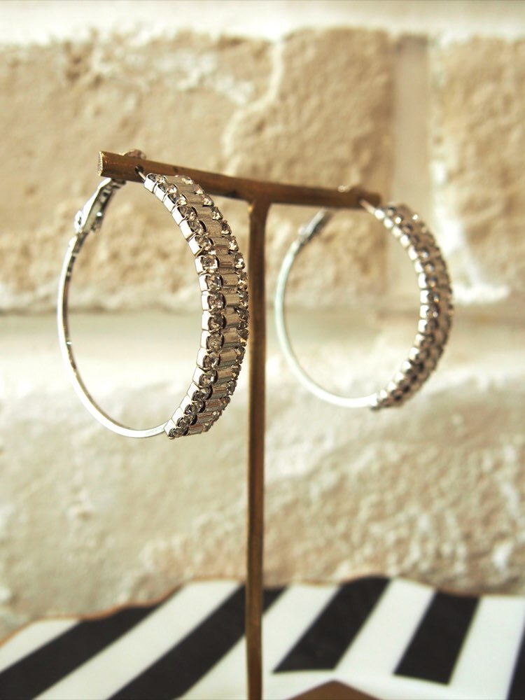 【ピアス】シルバーストーンフープピアス