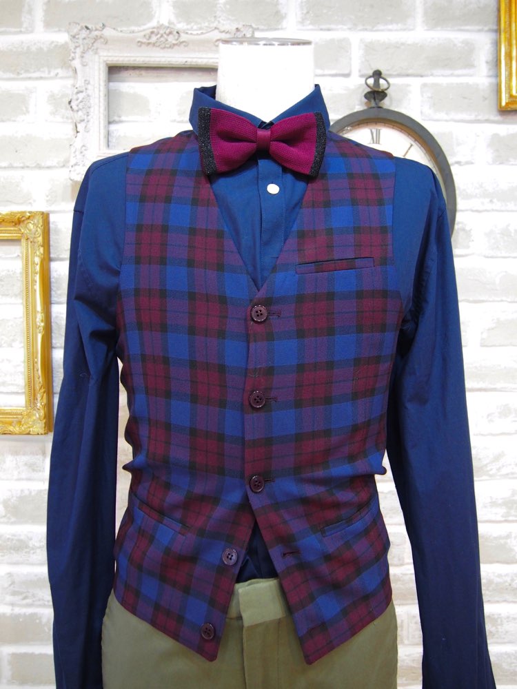 【ベスト単品】RED&NAVY PLAID/34