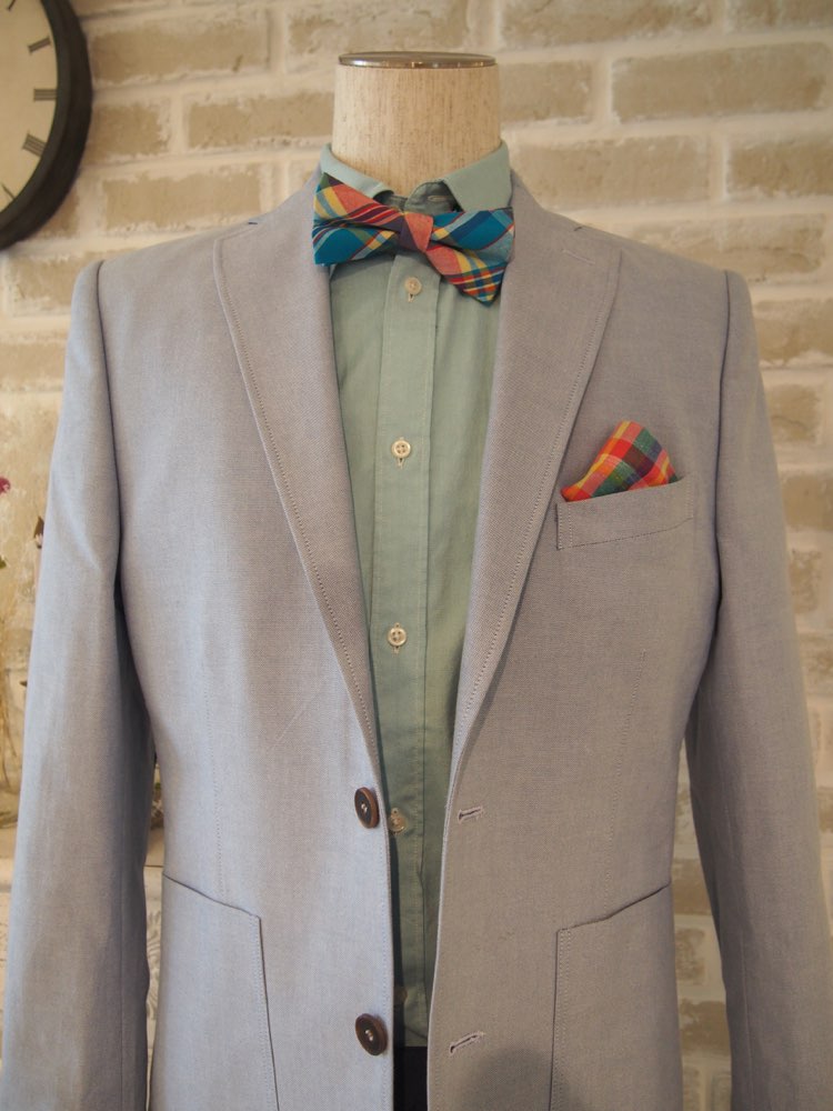 LIGHR BLUE/MADRAS PLAID BOWTIE