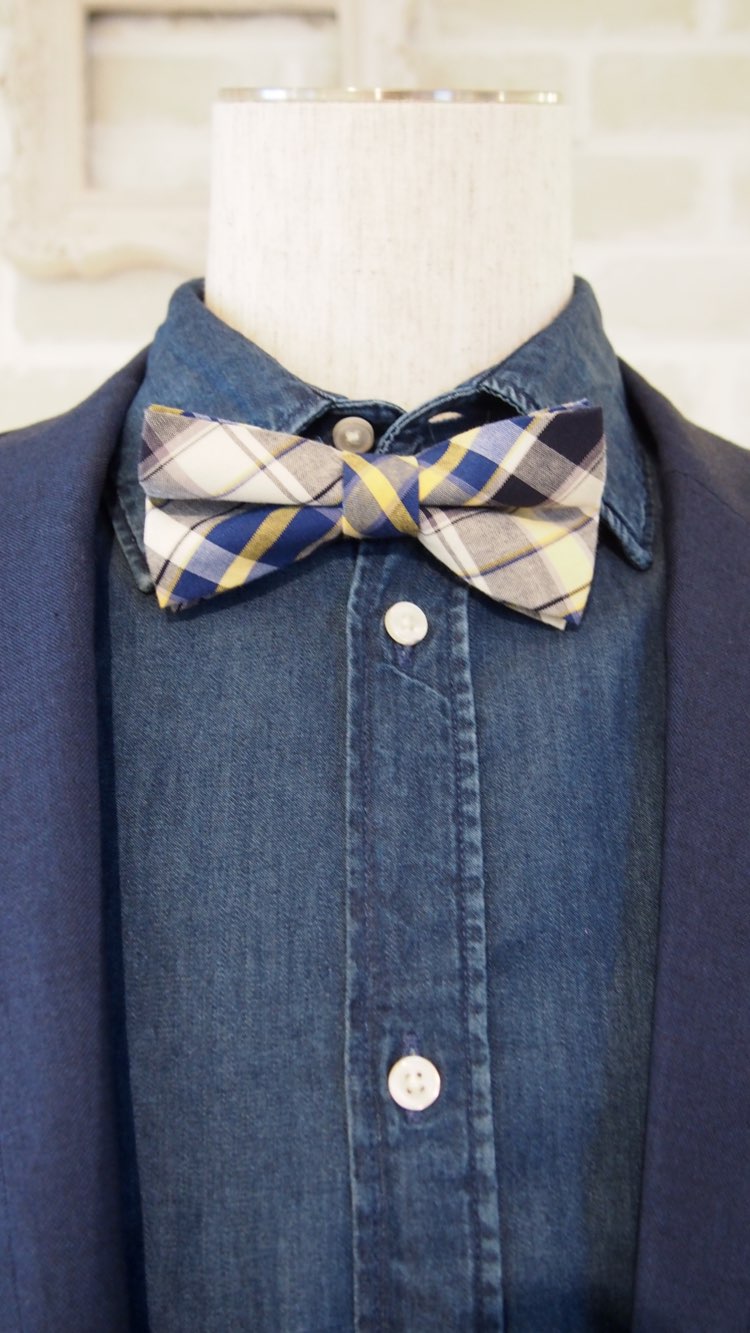 BLUE＆YELLOW/MADRAS PLAID BOWTIE