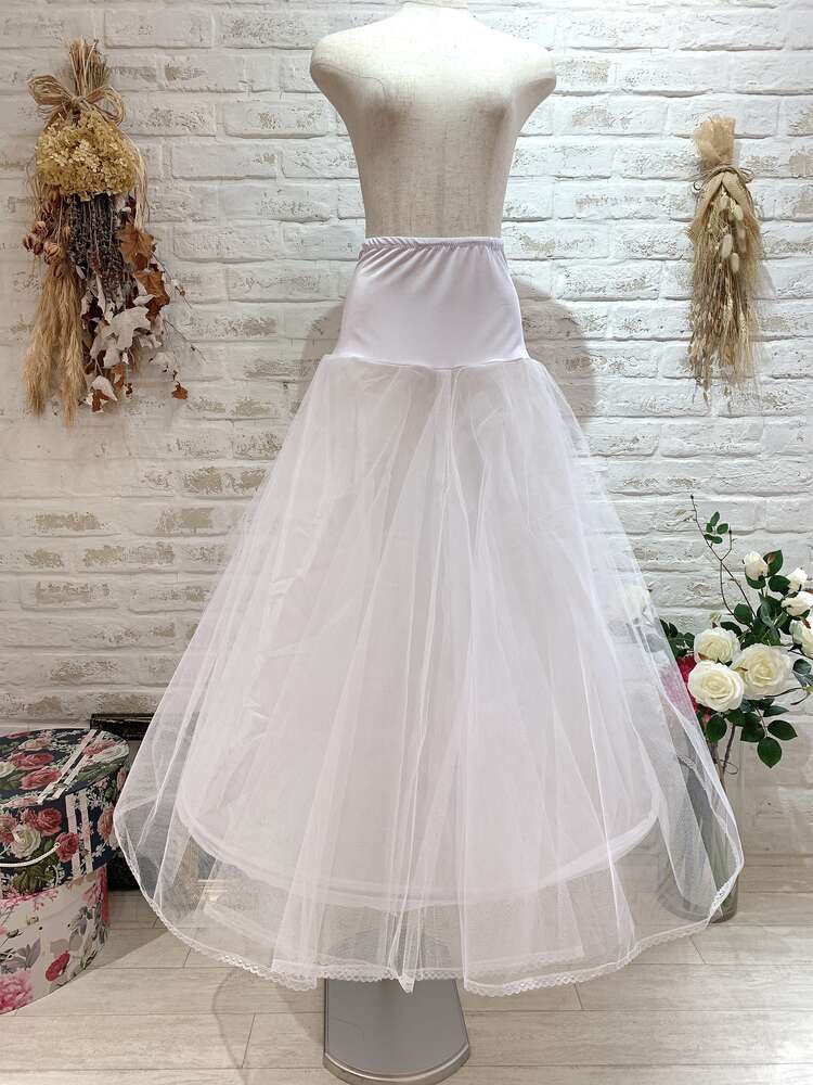 新作人気モデル ドレス パニエ ロング ウェディング チュール 結婚式 白 ワイヤー
