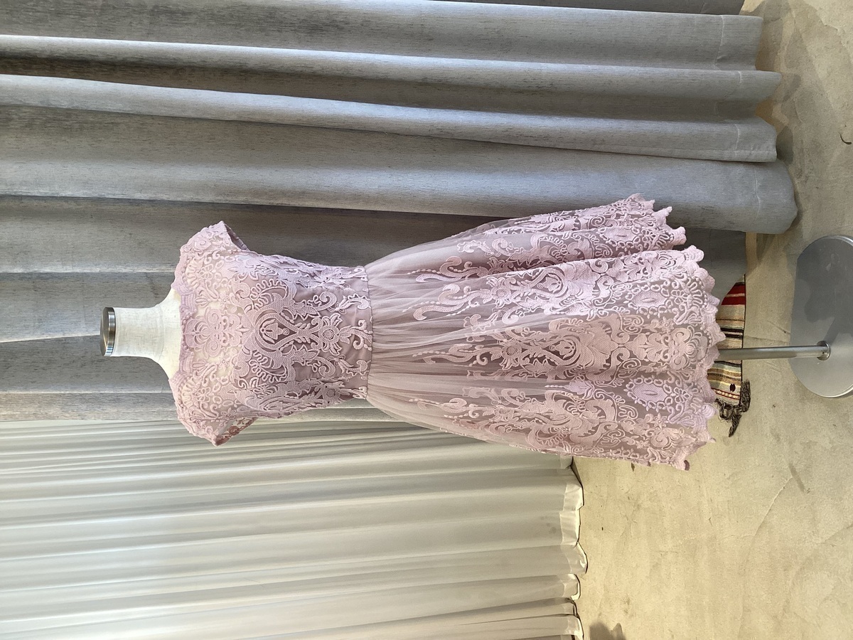 【ゲストドレス】パステルピンク　膝丈スカート