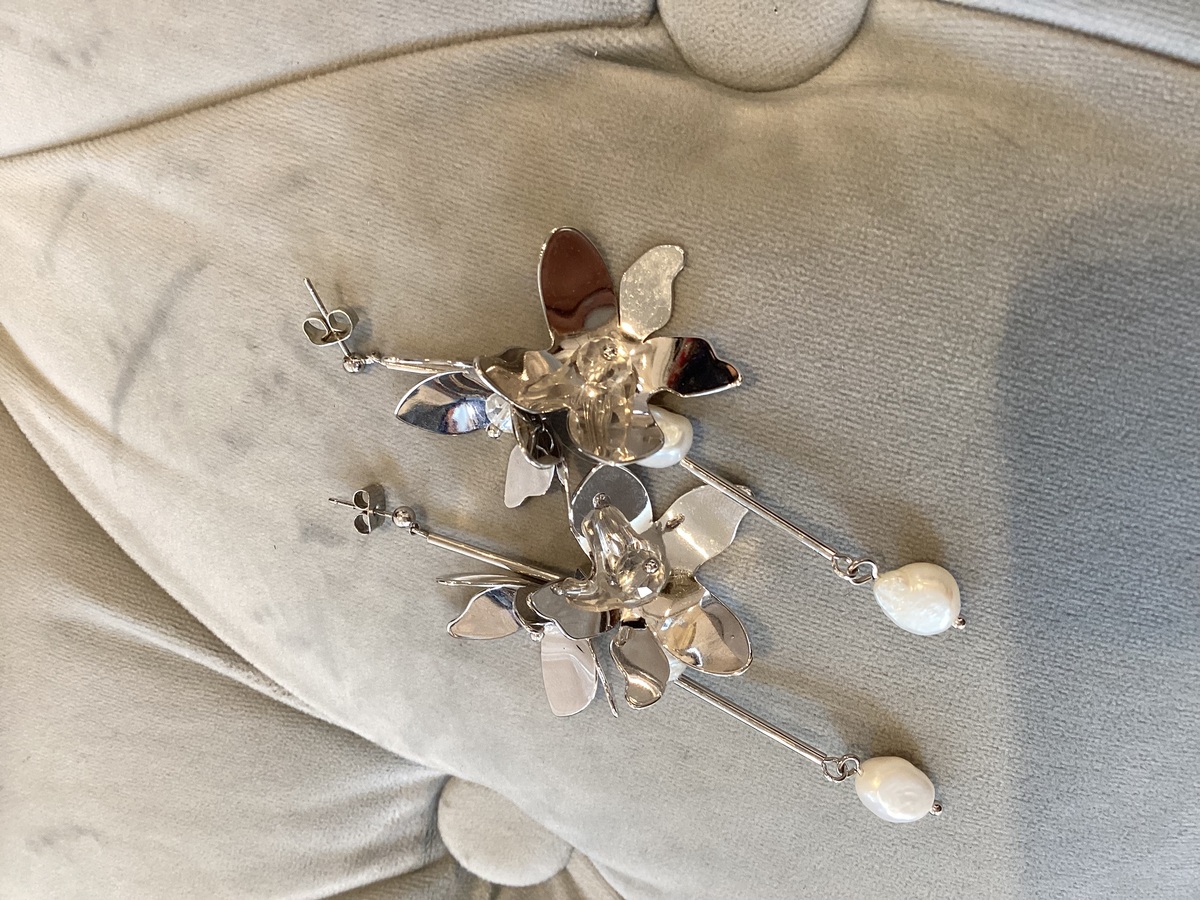 【ピアス】シルバープレートフラワー×パール