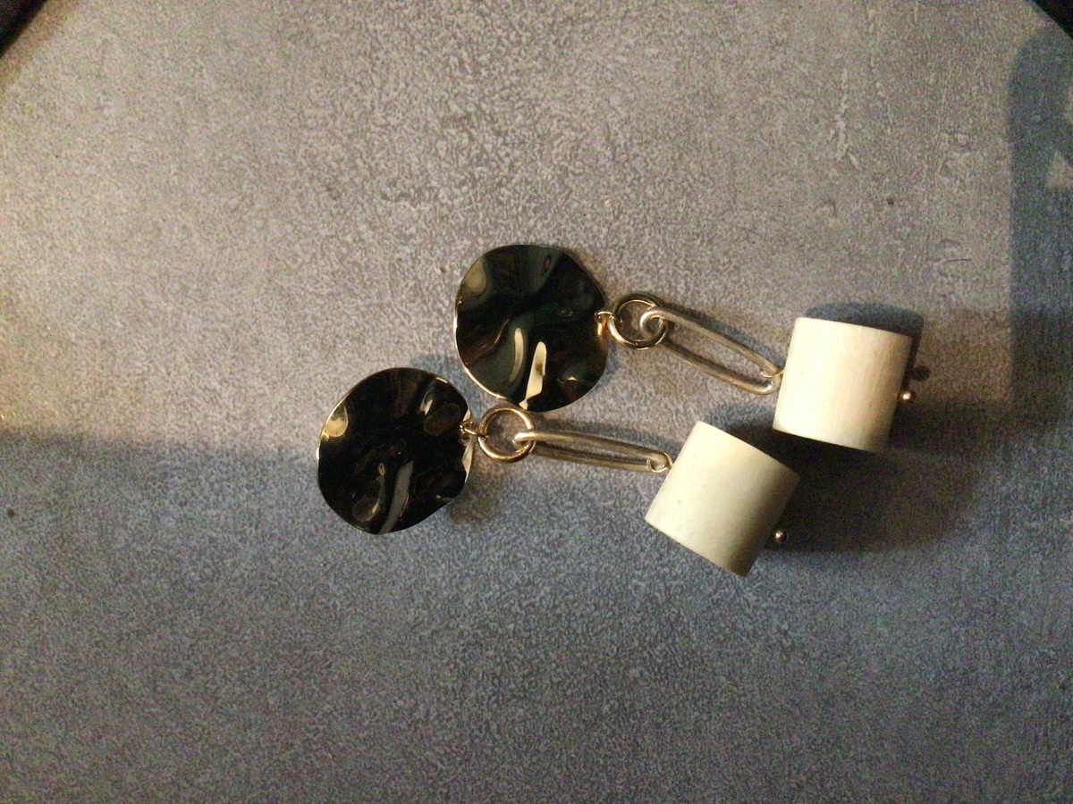 【ピアス】ゴールドプレート×木製