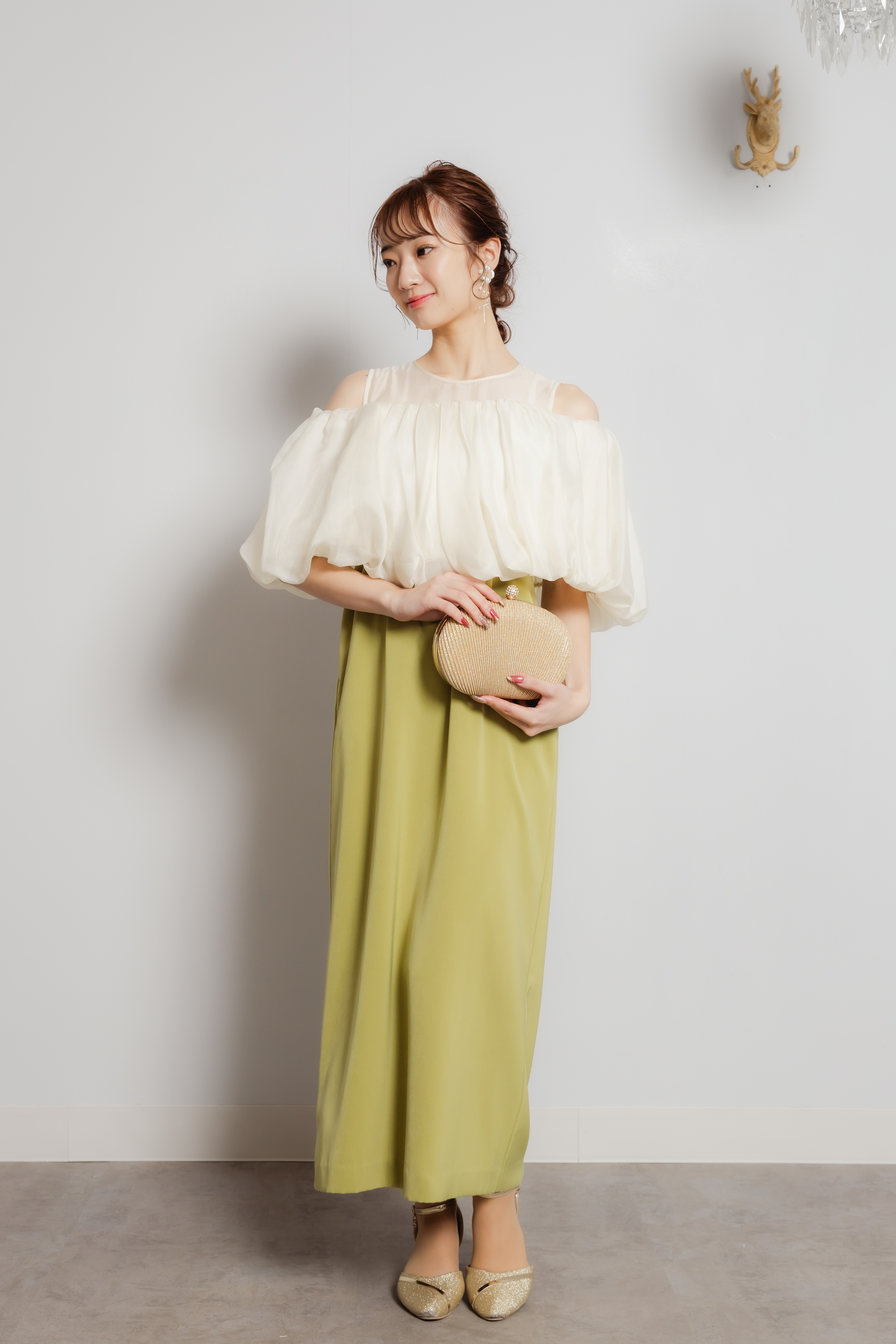 バルーントップス×ストレートラインドレス ピスタチオM