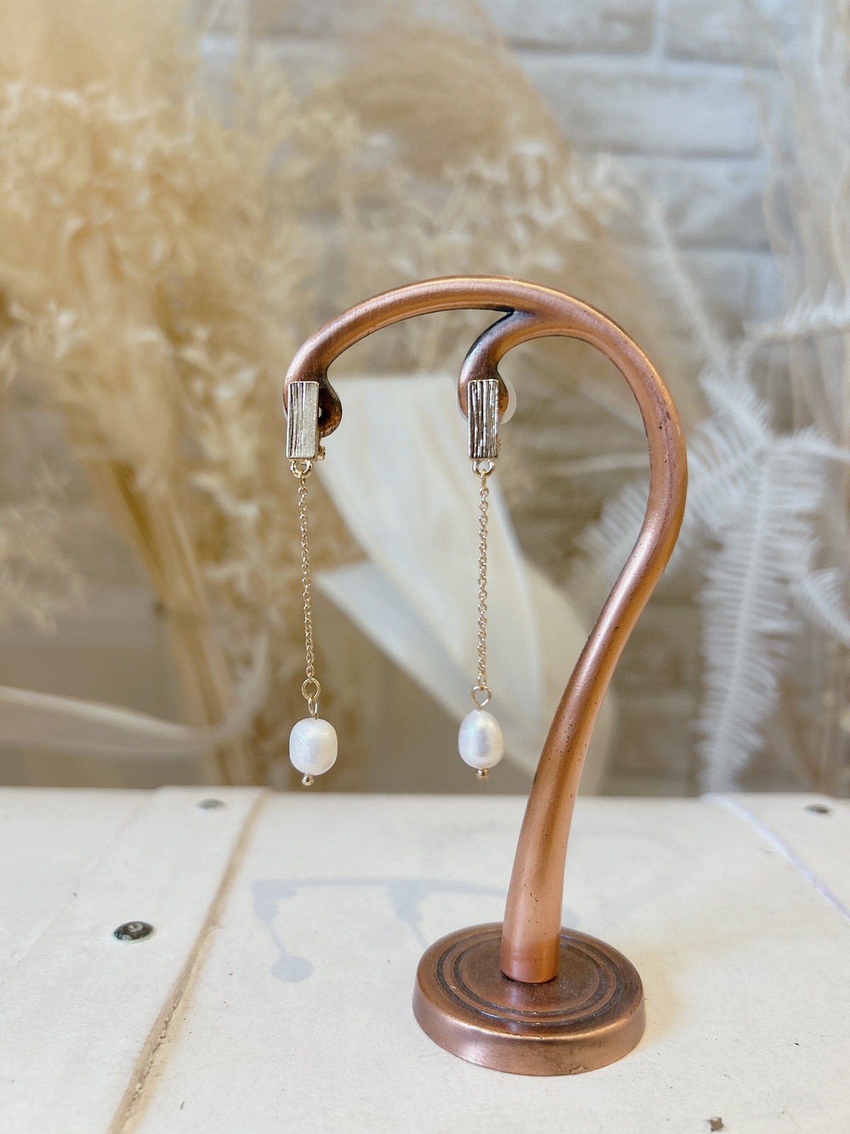 シンプルパールドロップイヤリング【ゴールド】