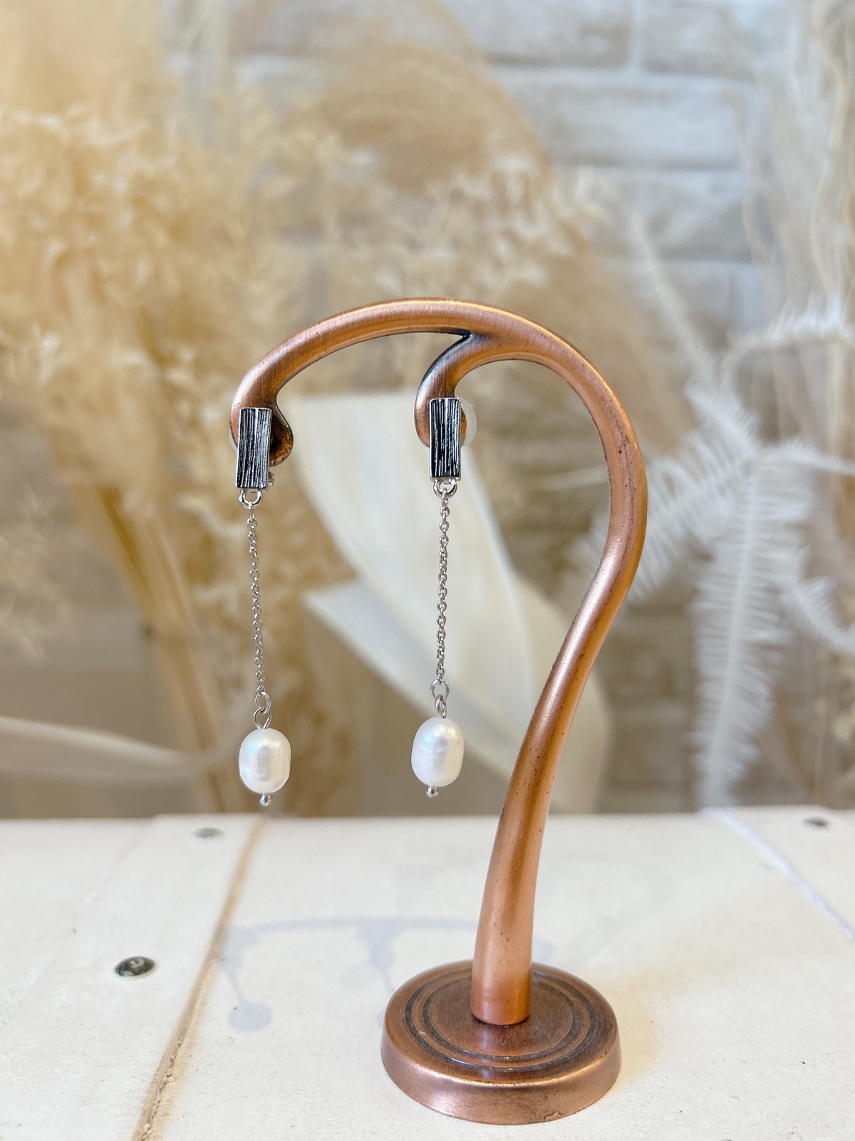 シンプルパールドロップイヤリング【シルバー】