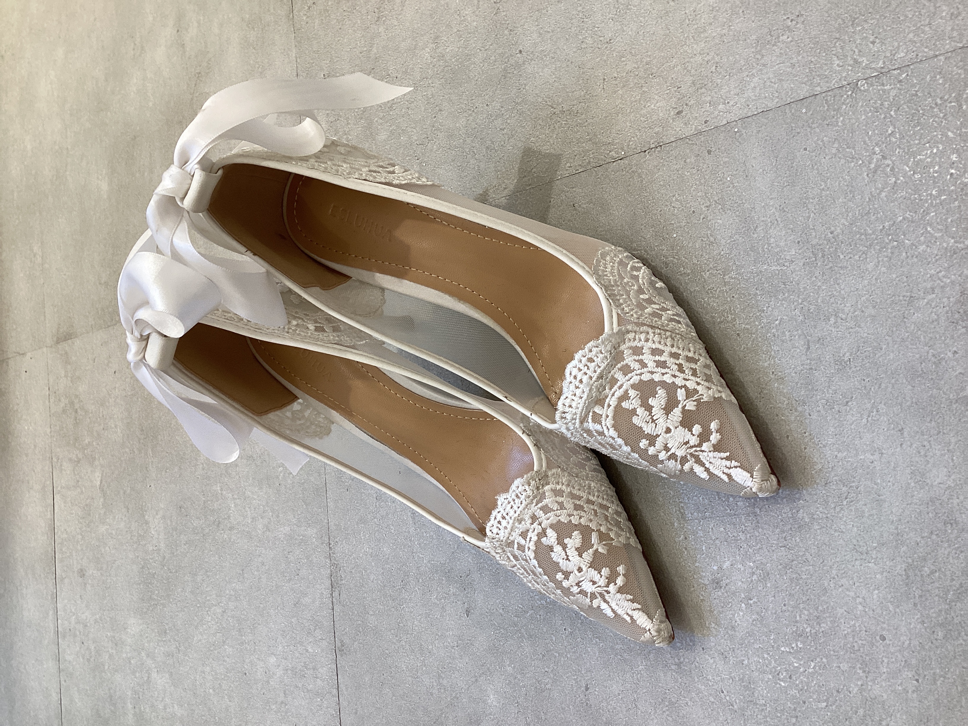 【パンプス】リボンレース　24cm 8.5cm