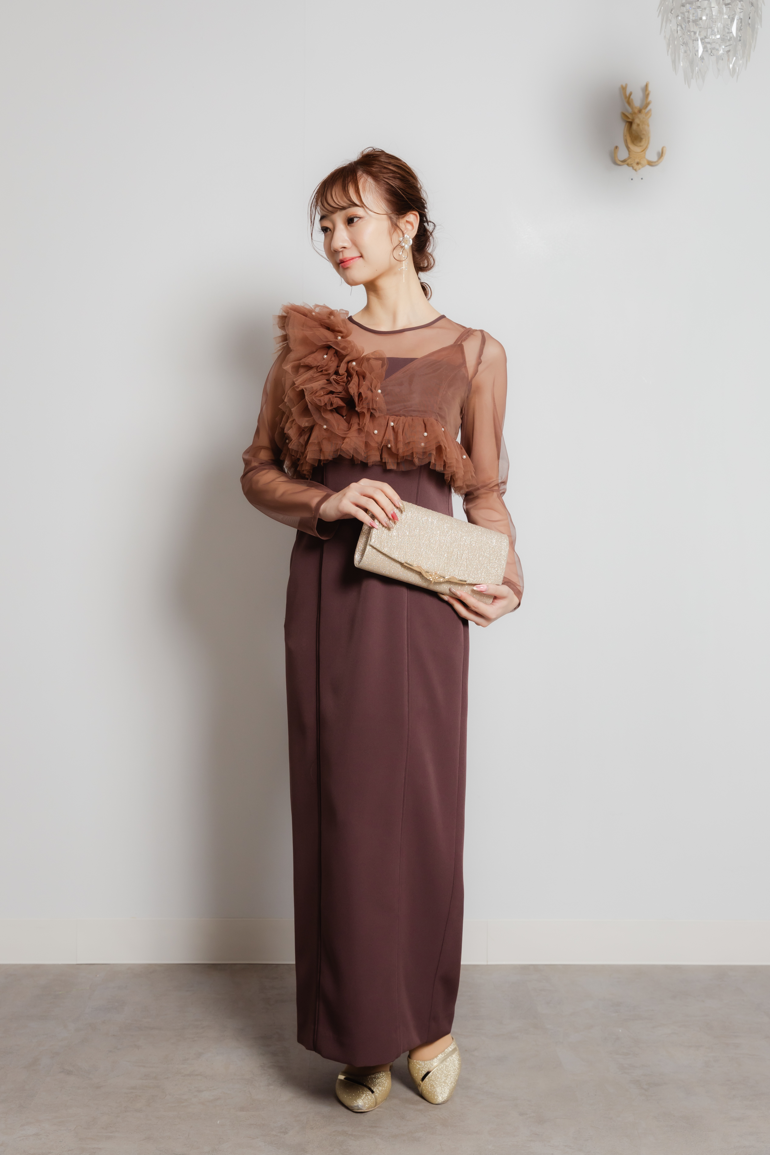 パールビスチェドレス　ブラウンM