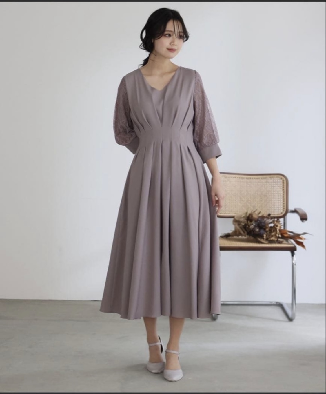 ピンク タックアンクルドレス4L