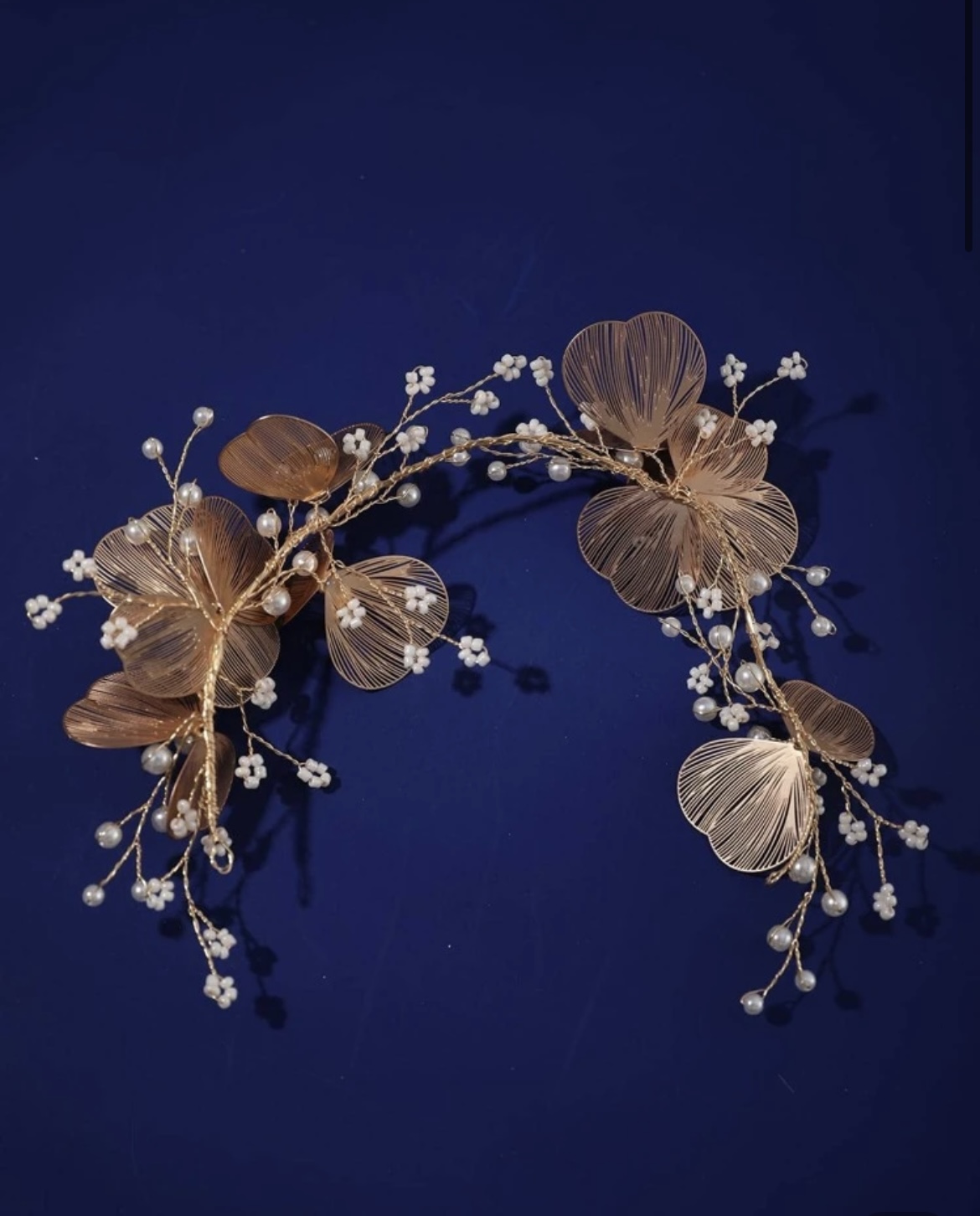 ゴールドフラワー×小花パール　ワイヤーヘッドアクセサリー
