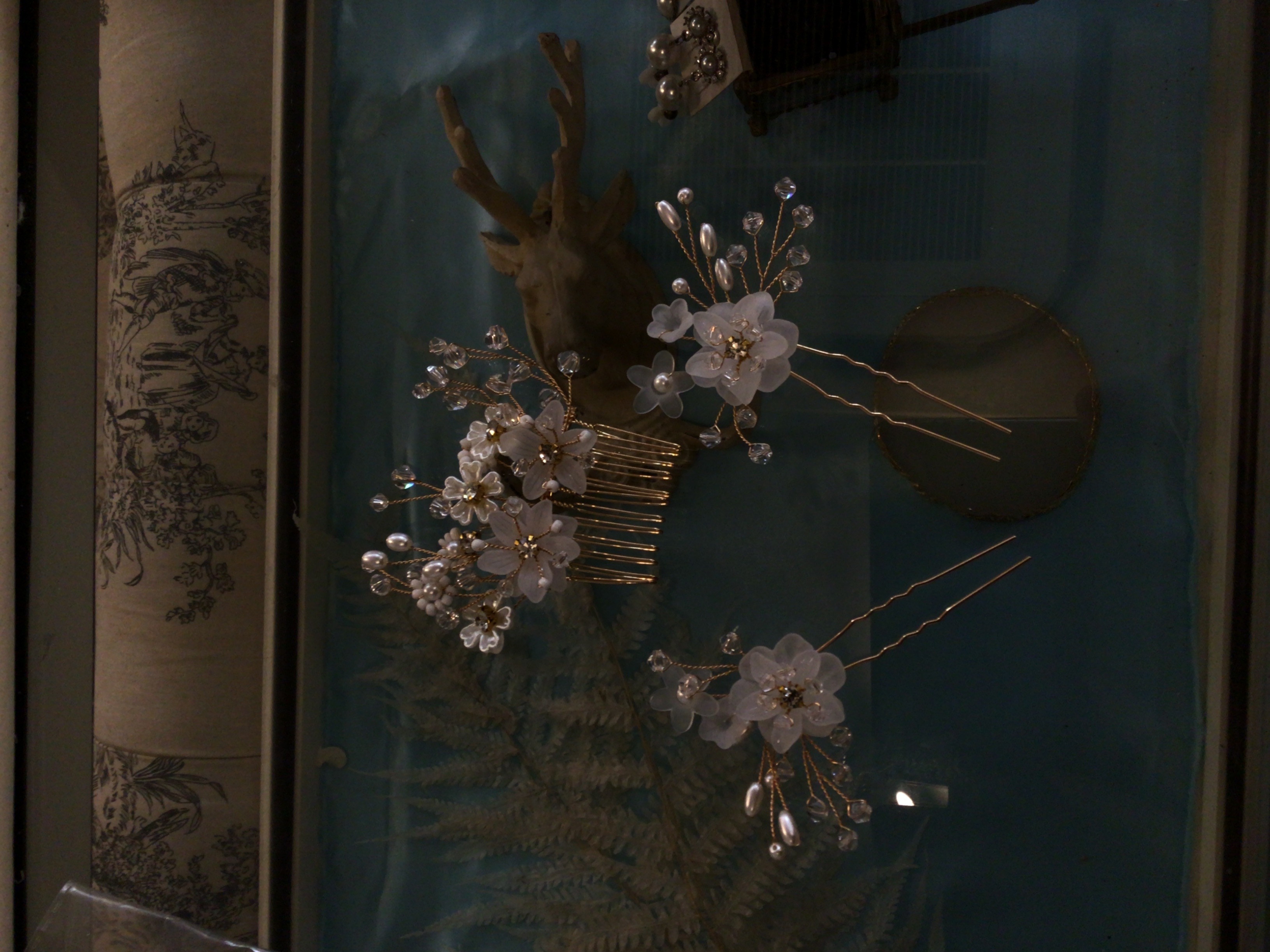 クリアフラワー×ビーズ　ヘッドピース3個入り