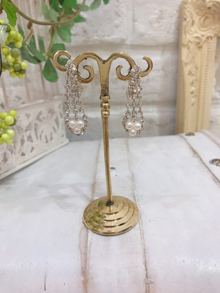 【イヤリング】小パール3つ涙型シルバー