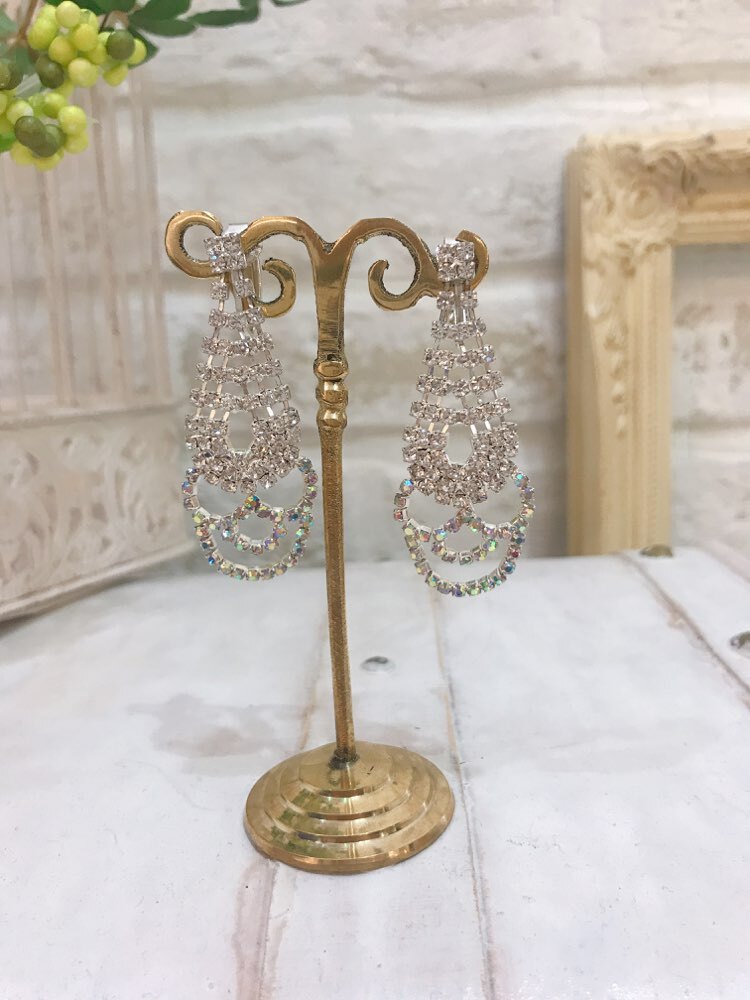 【イヤリング】オーロラストーンシャンデリア