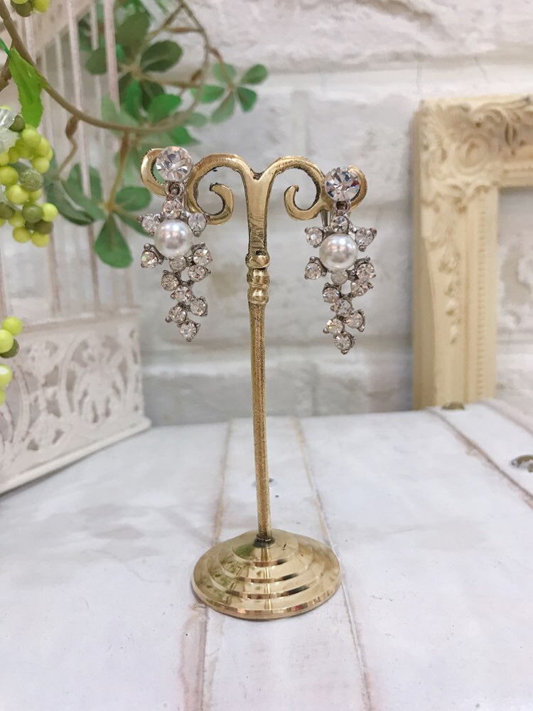 【イヤリング】薔薇パール