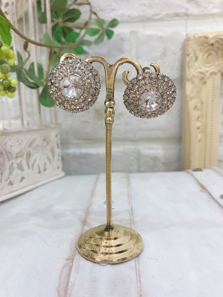 【イヤリング】シルバー大丸モチーフダイヤ