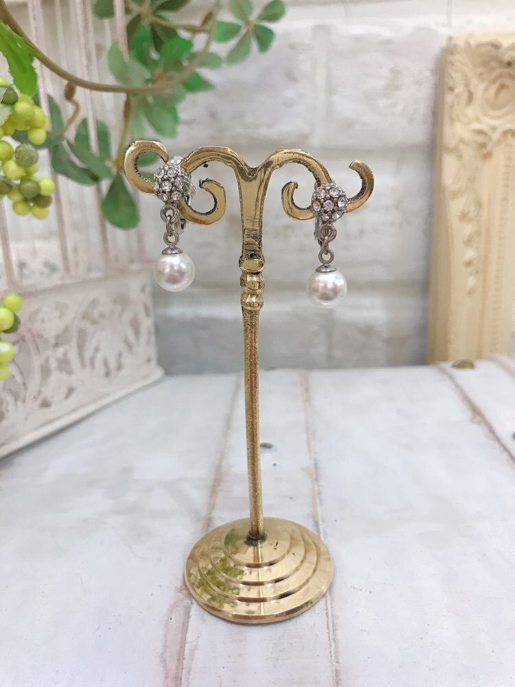 【イヤリング】キラキラボール×1粒パール