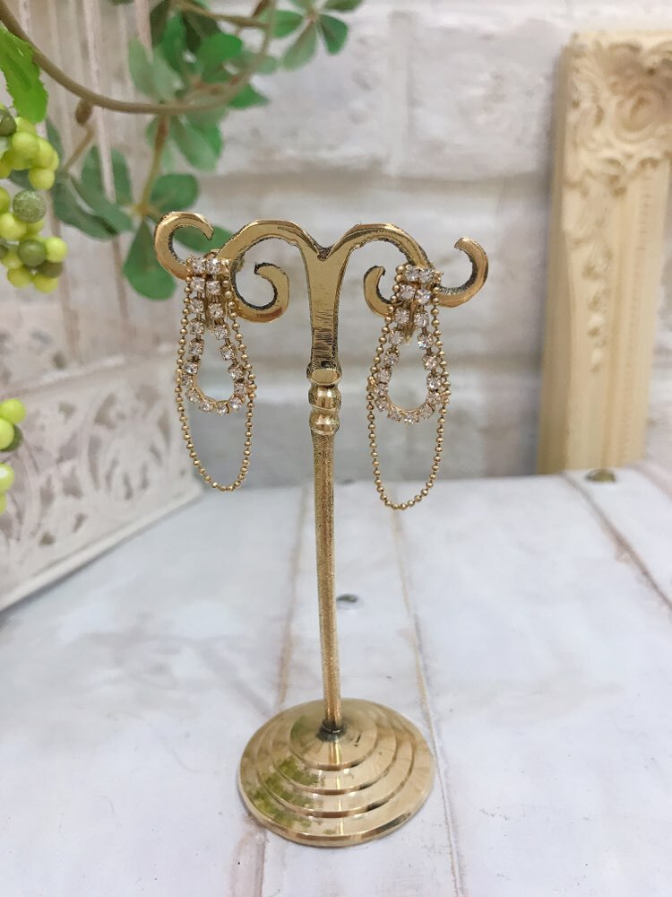 【イヤリング】ゴールチェーン×ダイヤ