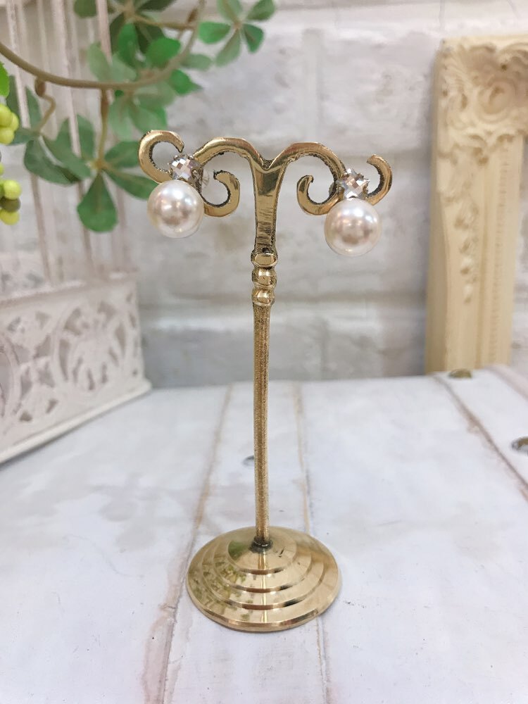 【イヤリング】スターストーン×1粒パール