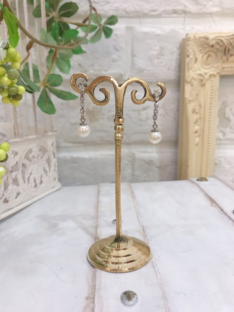 【ピアス】シルバーダイヤ５つ×極小パール