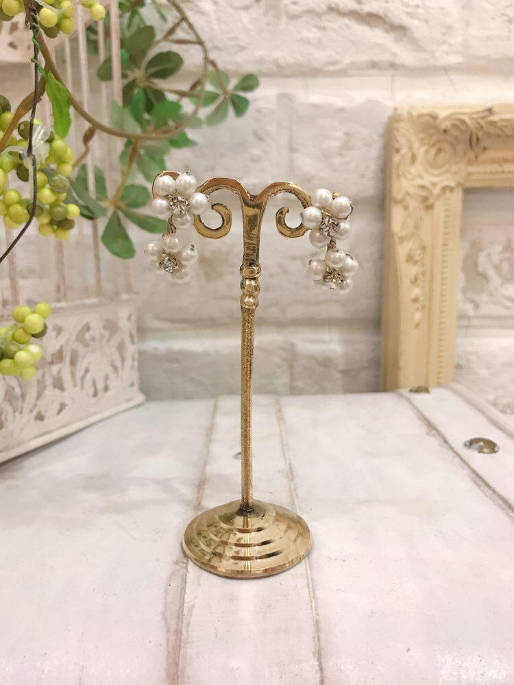 【ピアス】パール小花２つ