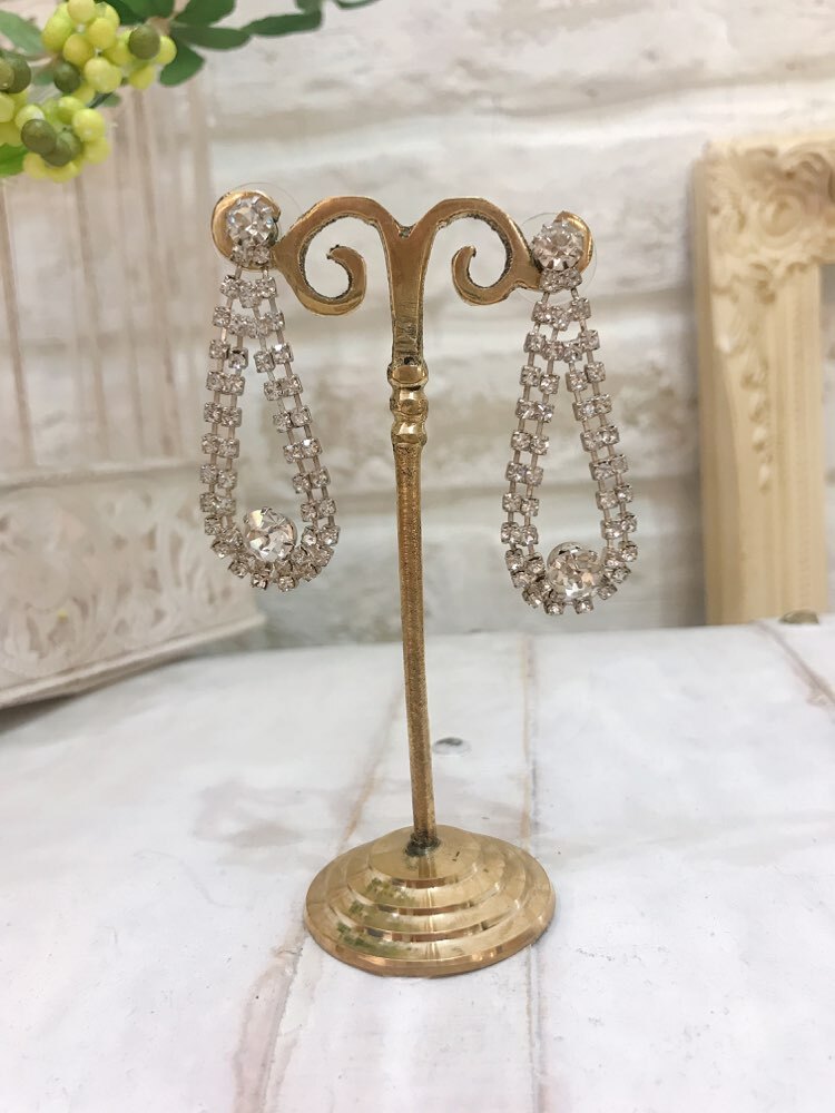 【ピアス】シルバーダイヤ2列　しずく型