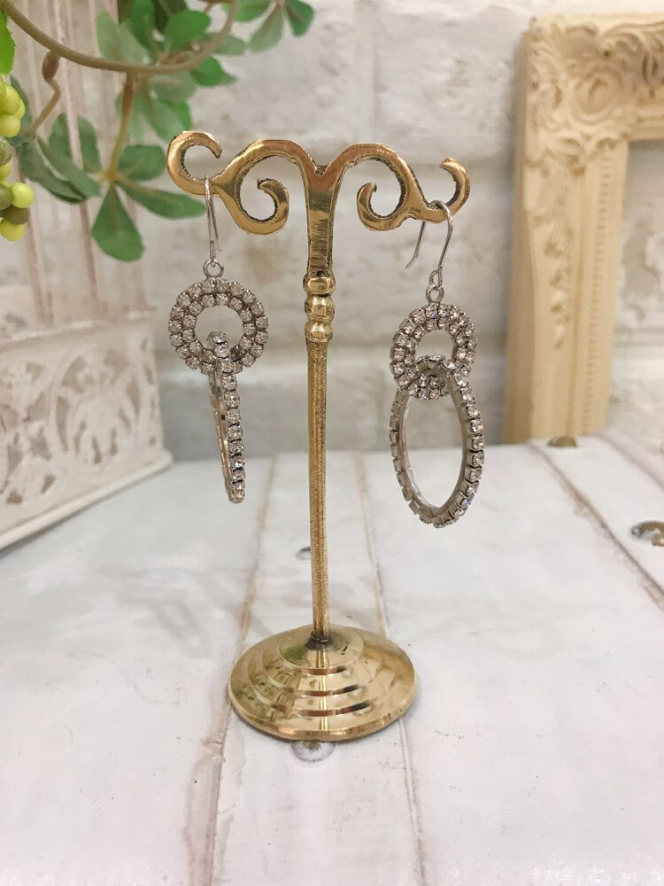 【ピアス】シルバーダイヤ楕円