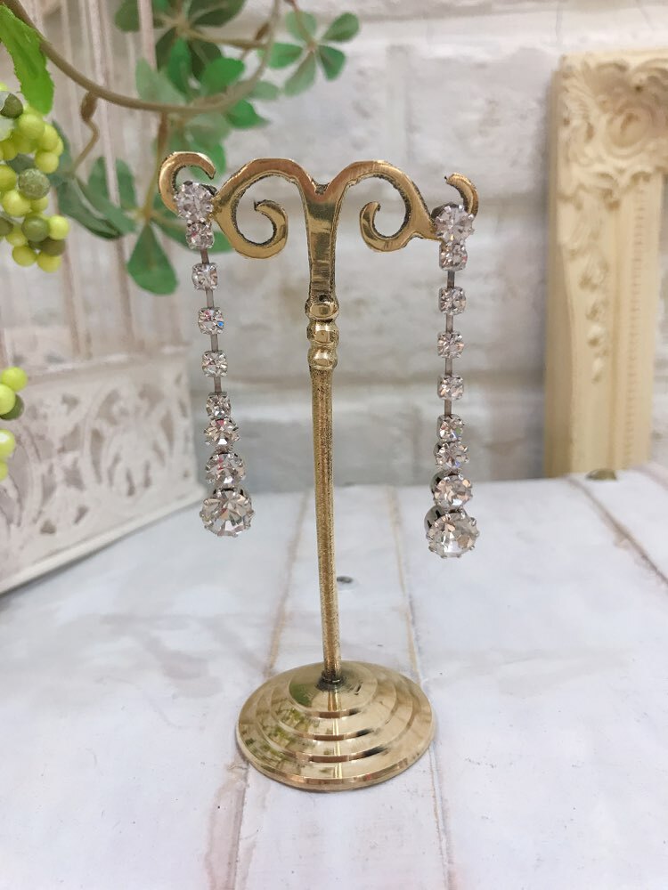 【ピアス】ラインストーン縦長