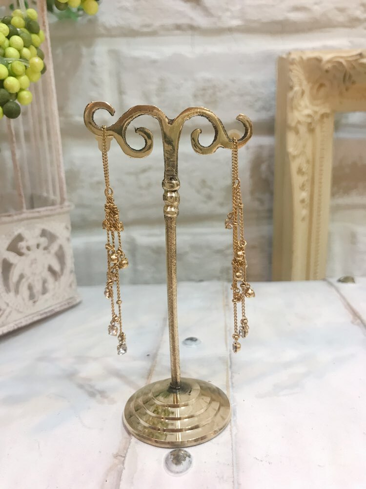 【ピアス】ゴールドチェーン3本ダイヤ