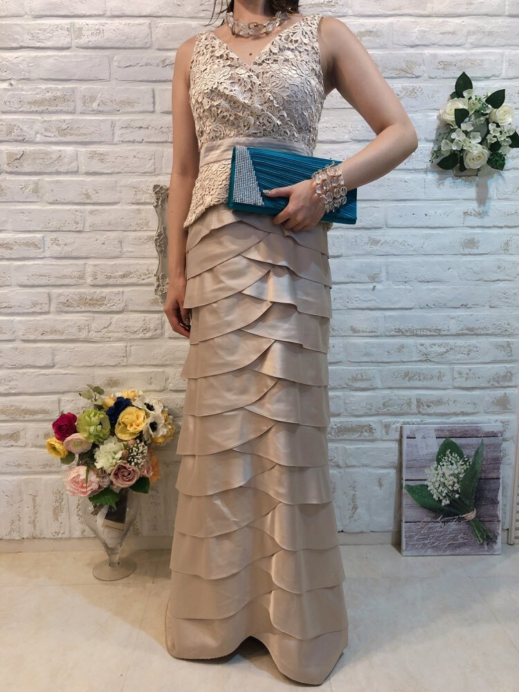 【ゲストドレス】シャンパンゴールド　M  ADRIANNA PAPELL