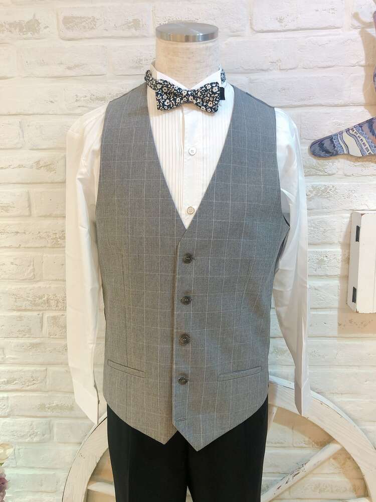 【ベスト単品】薄チェックグレー　L RIVERISLAND