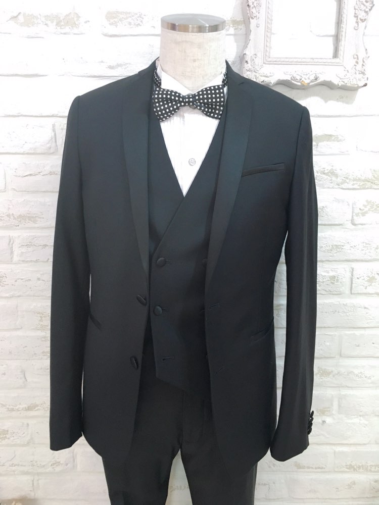 【ジャケットのみ】3Pブラックサテンカラージャケットasos36 S