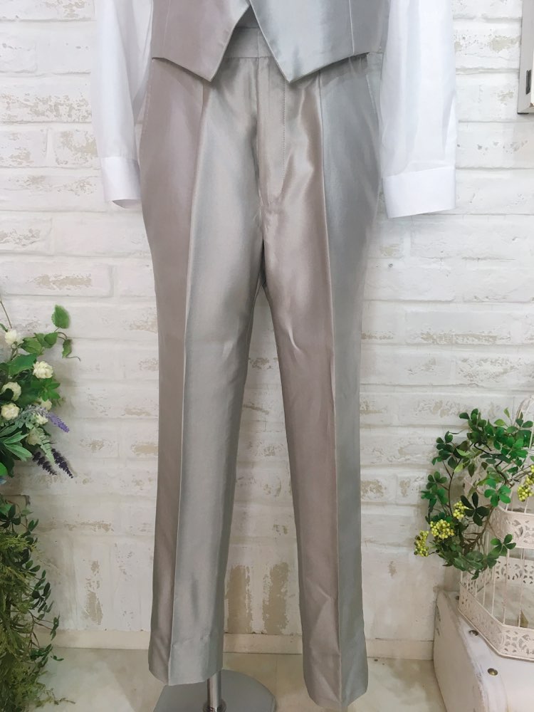 【パンツのみ】3Pシルバー4つボタンタキシードセットパンツS