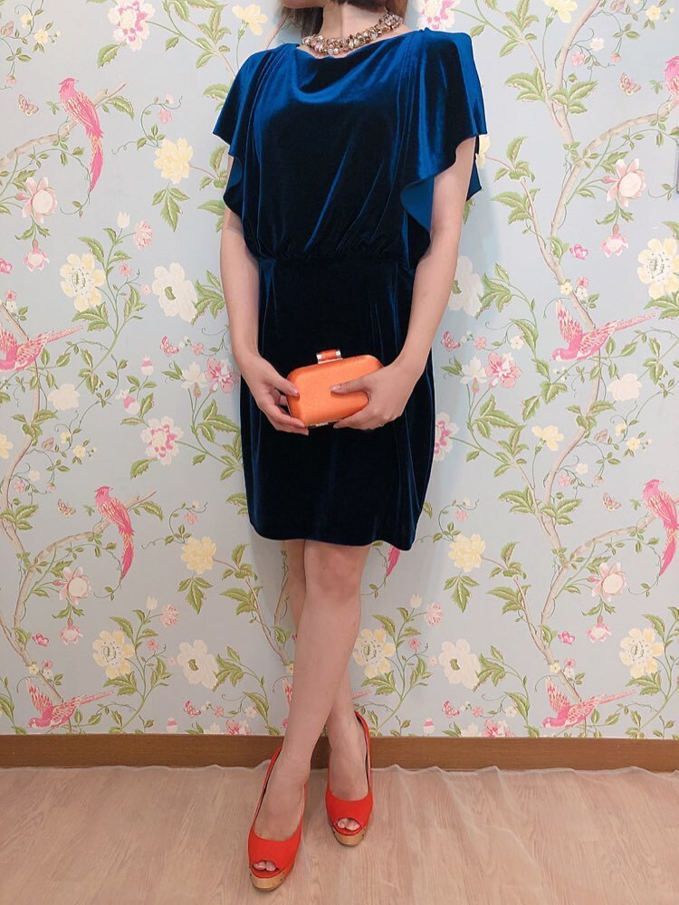 【パーティードレス】ネイビーベロア　M