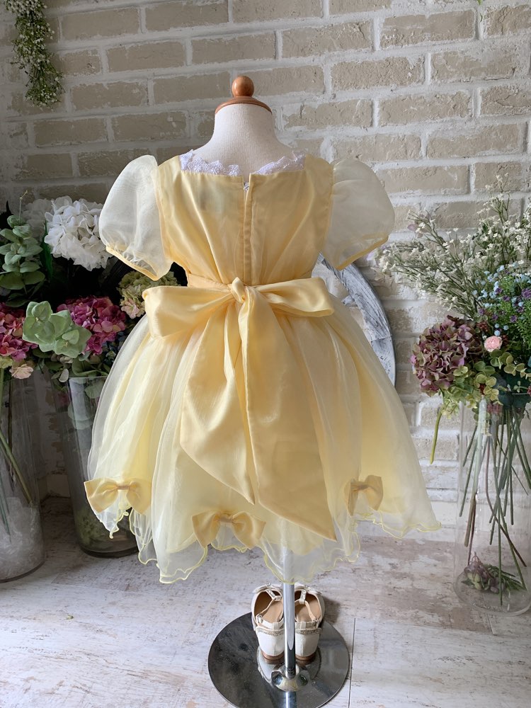 110 c ドレス キッズ 黄色 フリル チュール フォーマル 結婚式 七五三