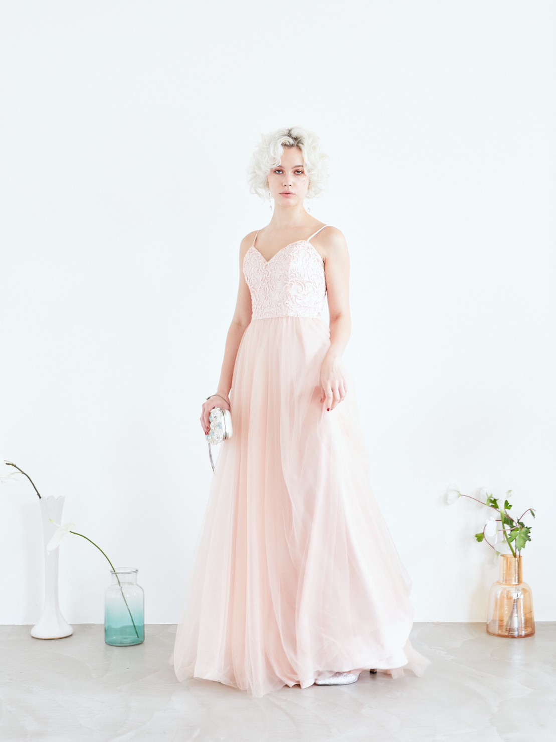 【パーティードレス】Mori Lee（モリリー）ベビーピンク　キャミソールドレス　S 7号