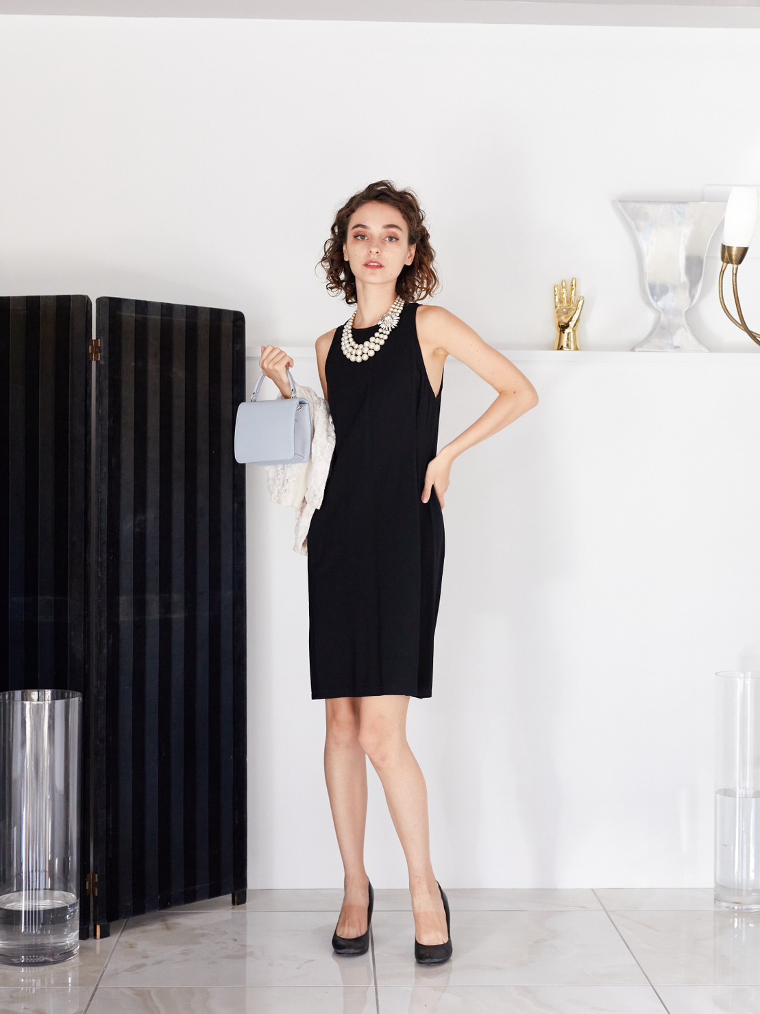 【パーティドレス】　VERSACE　ヴェルサーチブラックシンプルドレス